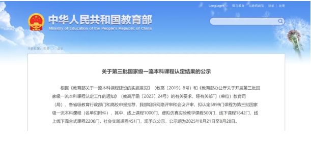教育部公示！第三批國家級一流本科課程，名單出爐.png