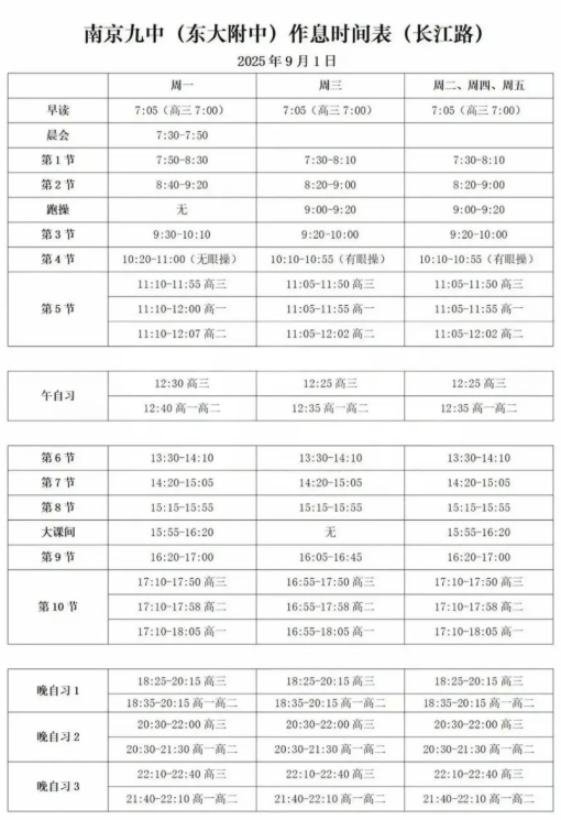 南外、附中、中華等南京多所熱門高中最新作息時(shí)間表曝光！7.png